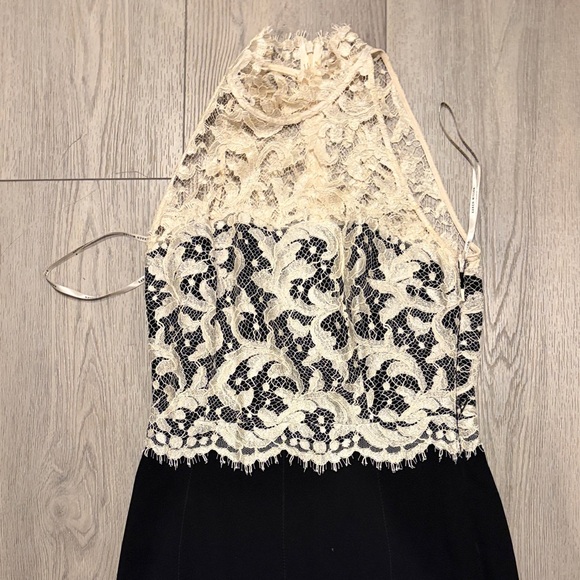 Karen Millen Lace Halter Midi Dress in Black and Cream - Picture 5 of 10